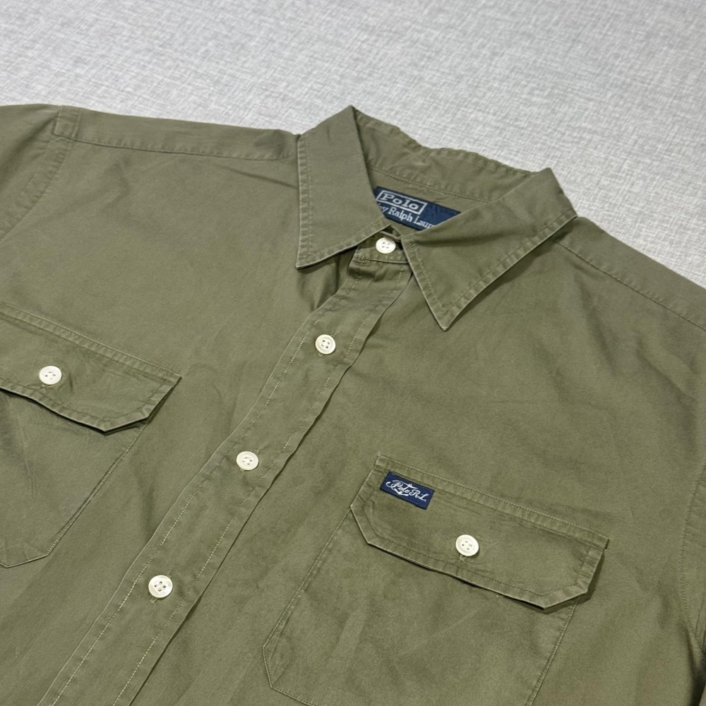 Polo Ralph Lauren Nautical Workshirt Mens L Green Short Sleeve Double Pocket